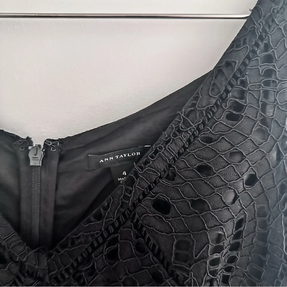 Ann Taylor Black Lace Overlay Party Dress